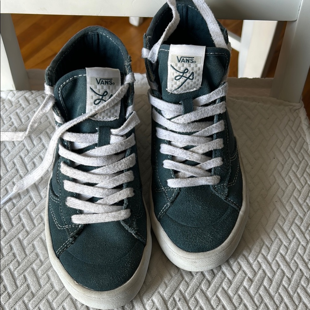 Vans Green and White Suede Sneakers